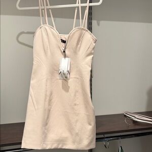 Zara Cream Mini Dress with Spaghetti Straps
